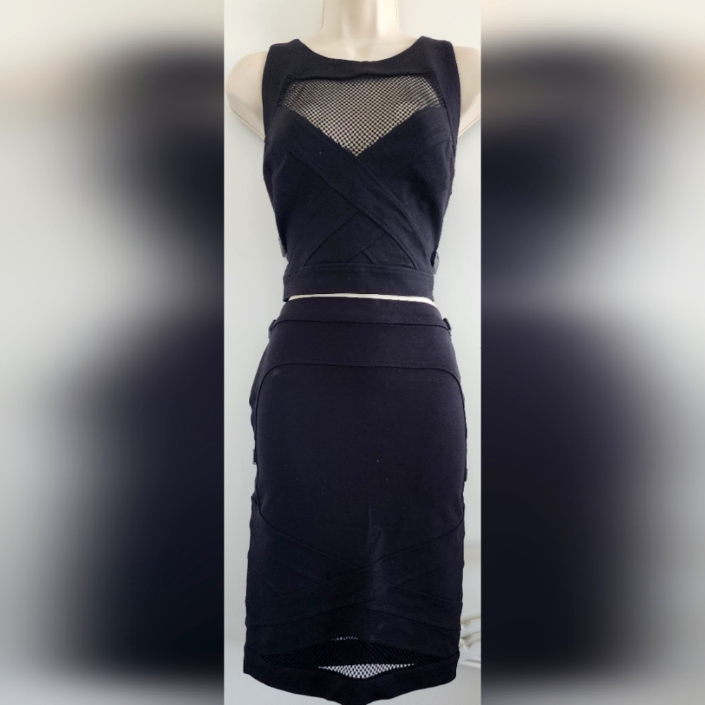 Guess Sexy Mesh Top and Skirt | Black | Large